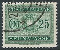 1934 REGNO USATO SEGNATASSE 25 CENT CARTA SPESSA - W163 - Strafport