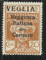 VEGLIA 1920 REGGENZA ITALIANA DEL CARNARO SOPRASTAMPATA OVERPRINTED CENT. 20 MNH - Arbe & Veglia