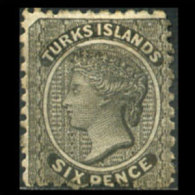 TURKS IS. 1867 - Scott# 2 Queen 6p LH - Turks & Caicos (I. Turques Et Caïques)