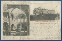 Ravensburg,2-Bild-Karte,ca.1910,Elisabethen-Krankenhaus Vom Westen,Hauskapelle Vom Elisabether Krankenhaus, - Ravensburg