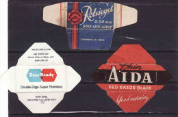 3razor Blade Wrappers-Rasierklinge Verpackungen-Enveloppeurs Lames De Rasoir-LAMETTA DA BARBA,Rotsiegel,EverReady,Aida - Razor Blades