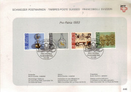 SUISSE  Carte   Notice1 Er Jour  1993  Bouteille Bijoux Art - Storia Postale