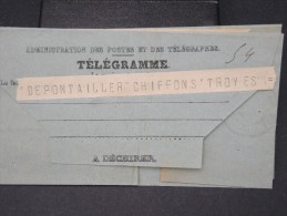 FRANCE- Télegramme De Troyes En 1907 A Voir   P4459 - Telegraphie Und Telefon
