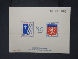 FRANCE- Bloc Souvenir De L Exposition De Lyon En 1943   A Voir Tirage 20000ex   P4465 - Exposiciones Filatelicas