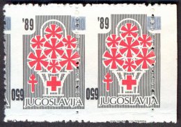 YUGOSLAV - JUGOSLAVIA - ERROR - TBC TAX - RED CROSS - INVERT.OVPT - IN PAIR - **MNH -1989 - Impuestos