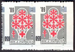 YUGOSLAV - JUGOSLAVIA - ERROR - TBC TAX - RED CROSS - INVERT.OVPT - IN PAIR - **MNH -1989 - Portomarken
