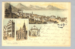 AK Zug 1896-08-06 Litho Farbig 4 Bilder H.Guggenheim - Zug