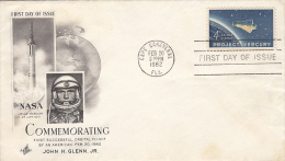 18426- SPACE, COSMOS, JOHN GLENN, FIRST ORBITAL FLIGHT, EMBOISED COVER FDC, 1962, USA - América Del Norte