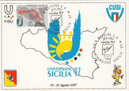 18488- DIVING, BASKETBALL, SICILY'97 UNIVERSITY GAMES, MAXIMUM CARD, 1997, ITALY - Plongée
