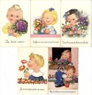 SCENE D ENFANTS   TRES BELLES ILLUSTRATIONS   -  LOT 5 CARTES ANCIENNES - Humorous Cards