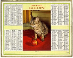 CALENDRIER ORIGINAL 1973   CHAT  PENALTY  -   MANQUE LE FEUILLET - Tamaño Grande : 1971-80