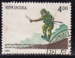 India Used 1991, 2nd Battalion, Gorkha Rifles, Defence, Army - Used Stamps