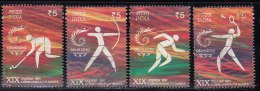 India Used 2010, Set Of 4, Commonwealth Games, Sport, Hockey, Badminton, Archery, Atheletics, - Usati