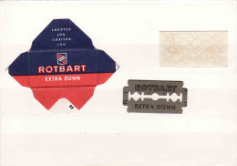 Old Razor Blade+wrappers-Rasierklinge+Verpackungen-Enveloppeur+lames De Rasoir-LAMETTA DA BARBA, Rotbart Extra ,Germany - Rasierklingen
