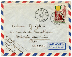 TOGO LETTRE PAR AVION DEPART LOME R. P. 26-2-1953 TOGO POUR LA FRANCE - Cartas & Documentos