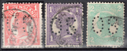 Queensland Australia 1907/10 Queen Victoria - Mi 115,122,123 - OS Official Punctured Perfin - Used - Used Stamps
