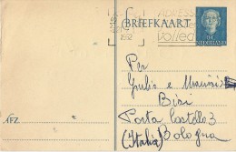 R-INTERO POSTALE CON IMPRONTA 6C SPEDITO DA AMSTERDAM A BOLOGNA 21-V-1952 - Briefe U. Dokumente