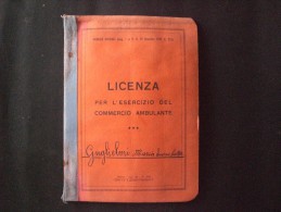 DOCUMENTO LIBRETTO LICENZA PER ESERCIZIO DI AMBULANTE 1948 - Vaglia Postale