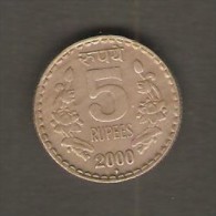 INDIA   5 RUPEES  2000 C  (MILLED EDGE)  (KM # 154.1) - Indien