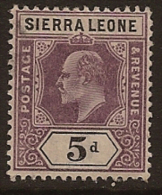 SIERRA LEONE 1903 5d KE VII SG 80 HM PL127 - Sierra Leone (...-1960)