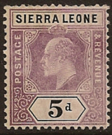 SIERRA LEONE 1904 5d KE VII SG 93 HM PL132 - Tonga (...-1970)