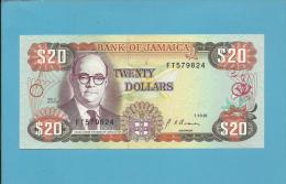 JAMAICA - 20 DOLLARS - 1991 - Pick 72.d - Sign. 10 - UNC. - 2 Scans - Giamaica