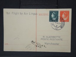 PAYS BAS- 1er Vol De Amsterdam Pour Manchester Et Retour A Paris Sur Entier Postal En 1947  LOT P4538 - Marcophilie