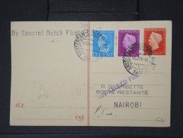 PAYS BAS- Vol Special De Amsterdam Pour Nairobi Et Retour A Paris Sur Entier Postal En 1948  LOT P4539 - Poststempels/ Marcofilie