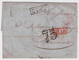 1855, Rare Marque Taxe " 75 "   # 1469 - Entry Postmarks