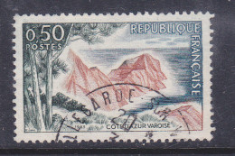 FRANCE N° 1391 50C BLEU NOIR ROUGE BRUN ET VERT COTE D'AZUR VAROISE POINTS BLEUS SUR LE ROCHER - Usados