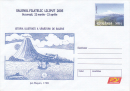 18566- WHALE HUNTING HISTORY, SHIP, COVER STATIONERY, 2005, ROMANIA - Baleines