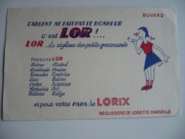 BUVARD LOR La REGLISSE Des Petits Gourmands Et Pour Votre Papa Le LORIX. Années 50. Réglisserie LORETTE Marseille - Dulces & Biscochos