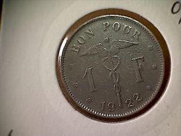 Belgique 1 Franc 1922 FR - 1 Franc