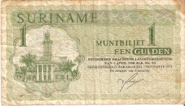 BILLETE DE SURINAM DE 1 GULDEN DEL AÑO 1974 (BANKNOTE) - Suriname