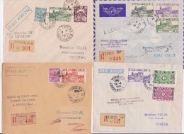 TUNISIE  6 COURRIERS AERIENS - Storia Postale