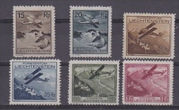 Liechtenstein 1930 Flugzeug über Landschaften 6v * Mh (=mint, Hinged) (21657) - Aéreo