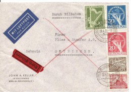 1951 Deutschland, Express - Brief, Luftpost Berlin 28.4.51 Nach Schweiz, Mi 69, 70, 72, + +, Siehe Scans! - Cartas & Documentos