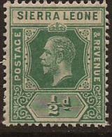 SIERRA LEONE 1912 1/2d KGV SG 112b UNHM PL157 - Sierra Leone (...-1960)