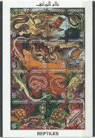 1996-Libya- Reptiles-Snakes Turtle Lizard Copra Rock Tree Home- Minisheet  MNH** - Unclassified