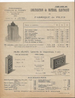 Vieux Papiers - établissements Cholin Ferry Faubourg St Jean à Nancy -construction Matériel électrique Fabrique De Piles - Elektriciteit En Gas