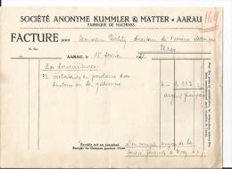 Vieux Papiers -Facture - Société Anonyme Kummler Matter - Aarau - Fabrique De Machines - 1921 - Elektrizität & Gas