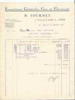 Vieux Papiers -Facture -H. Fournet - Fournitures Générales Gaz Et électricité - Cours De La Liberté à Lyon - Elektrizität & Gas