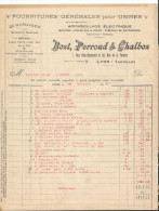 Vieux Papiers -Facture -Bost Perroud Chalbos - Fournitures Générales Pour Usines - Métaux Visseries Cuivre - éléctricité - Elektriciteit En Gas