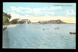 Waikiki Beach Honolulu / Visible Damage On The Back Of Postcard / Postcard Not Circulated - Honolulu