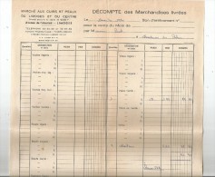 Décompte Aux Cuirs Et Peaux De LIMOGES Et Du CENTRE , Décompte Des Marchandises Livrées , 2 Scans - 1950 - ...