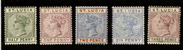 ST LUCIA 1891 - 1898 SET TO 3d DIE II SG 43/47 MOUNTED MINT Cat £36 - St.Lucia (...-1978)