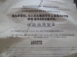 Rare Affiche Placard 2 X A4. Arrêté Sur Les Cafés, Cabarets Et Débits De Boissons. Maisons Closes? Périgueux 1884. - Afiches