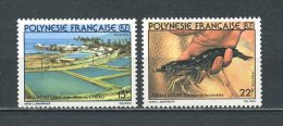 POLYNESIE N° 150 à 151 ** Neufs = MNH Superbes Cote 3,60 € Aquaculture CNEXO Crevettes Faune Marine - Unused Stamps