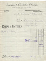 Vieux Papier - Compagnie Construction Electrique - Rue Du Dr Lombard à Issy Les Moulineaux - Relevé De Factures - Electricité & Gaz