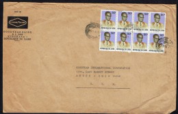 Général Mobutu 50k COB 821 2 Blocs De 4 Sur Lettre  Avion Pour Les USA - Altri & Non Classificati